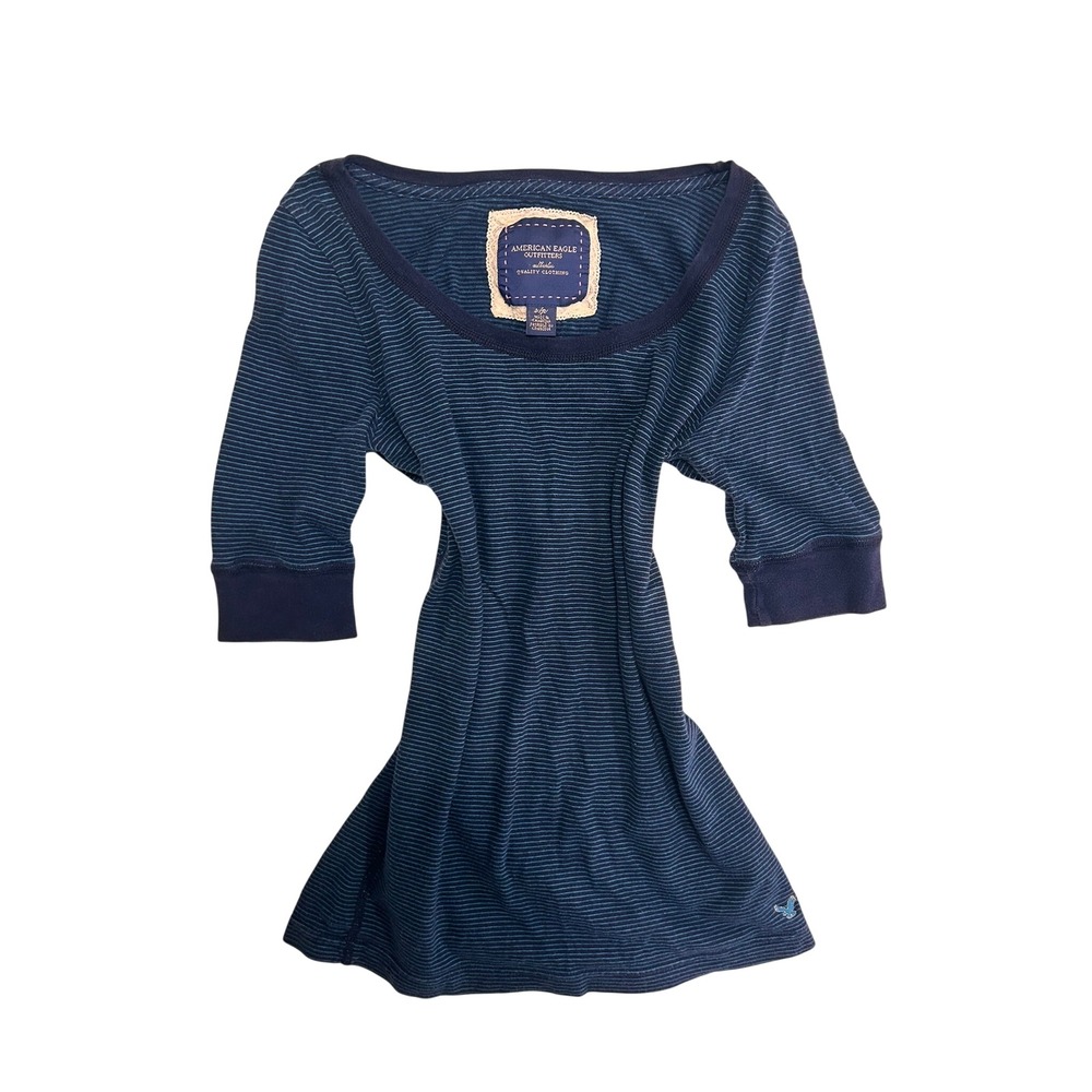 Y2K AE Outfitters Soft Grunge Stripe Thermal Top Small